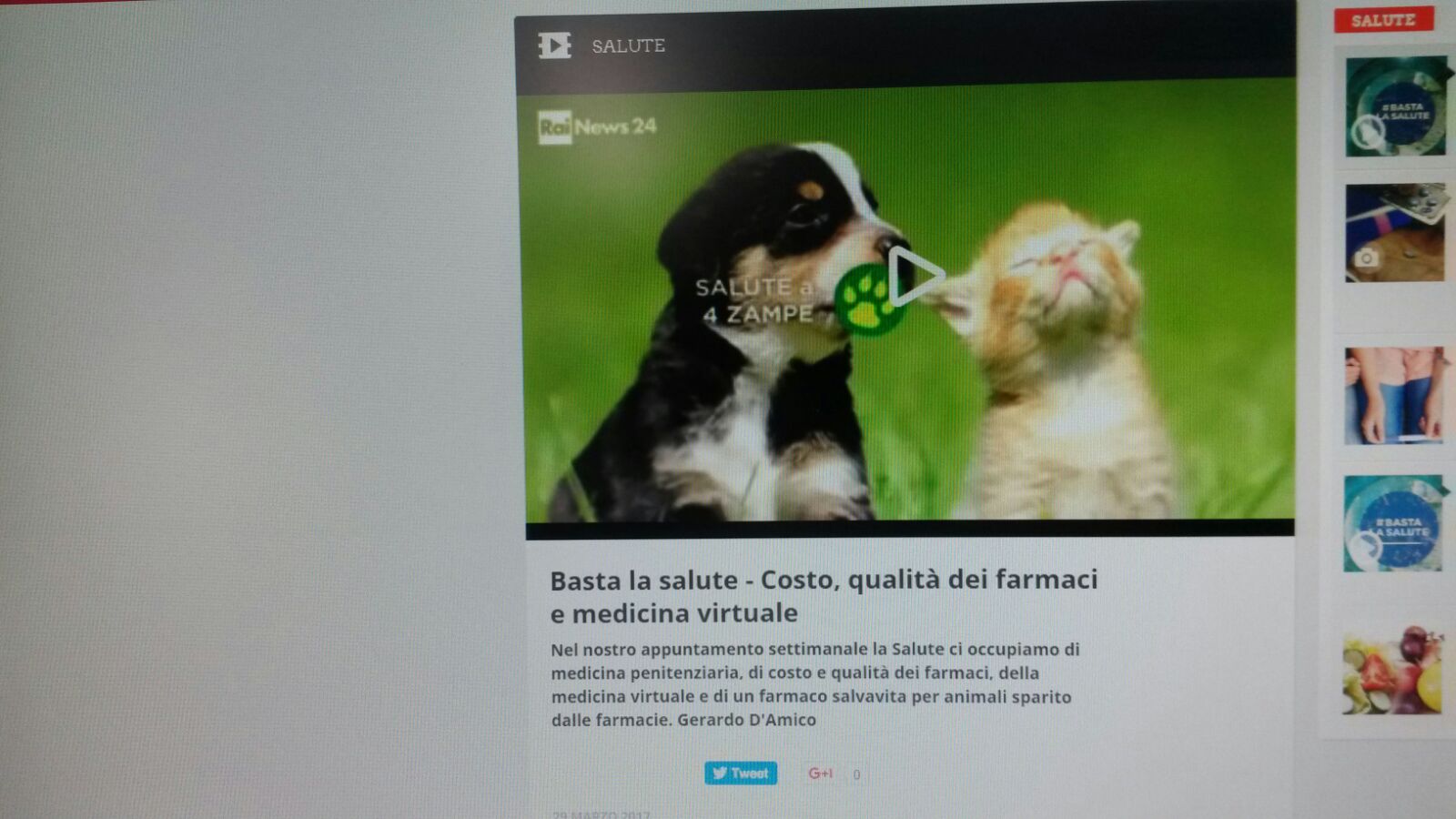SIVELP a Rai NEWS “Basta la salute” di GERARDO D’AMICO: Liberalizziamo il farmaco veterinario (A MINUTI 12.38)